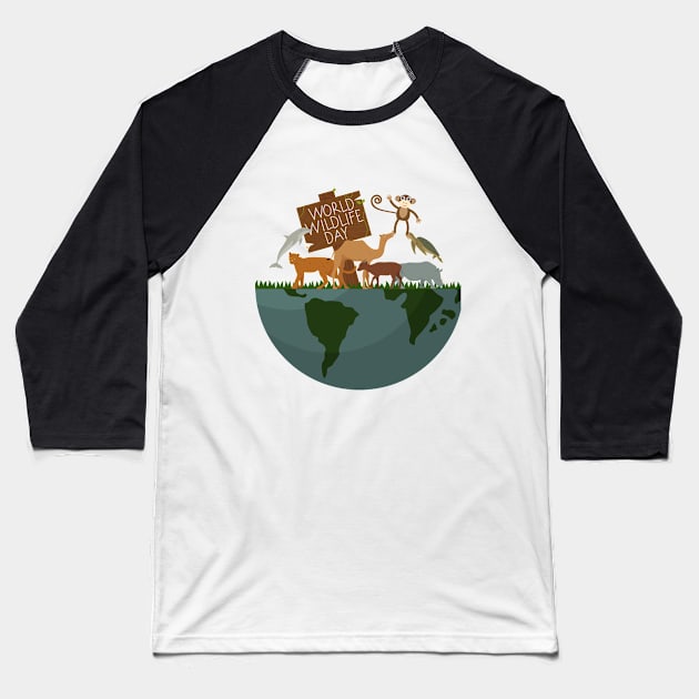 World Wildlife Day 2024 Baseball T-Shirt by Chahrazad's Treasures